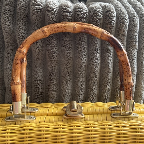 Marchioness Macy Yellow Wicker Straw Bamboo Box Purse Handbag Vintage 1950s 🌞 - Picture 2 of 16